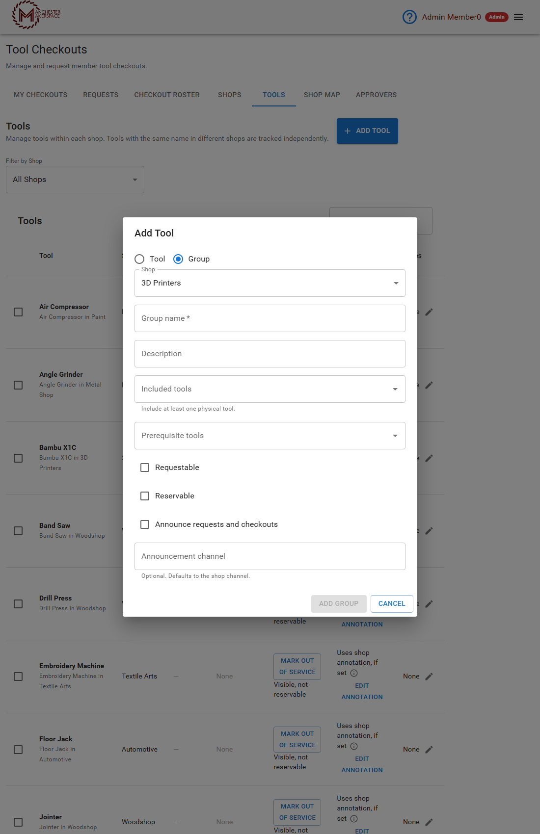 Add Group form
