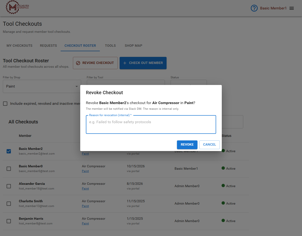 The Revoke Checkout box