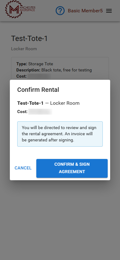 Confirming the rental