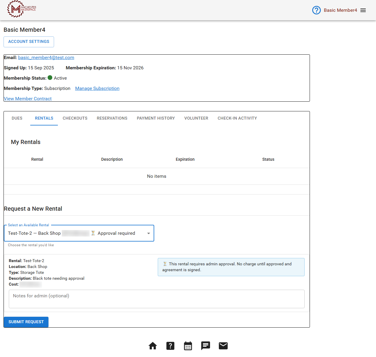 Requesting a rental that needs approval
